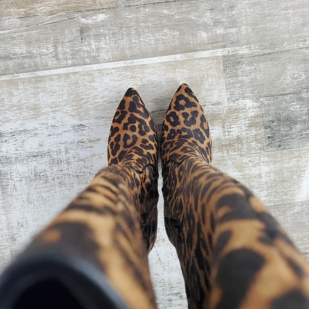 Michael Kors Katerina Womens Knee-High Boots Sz 5.5 Booties Leopard